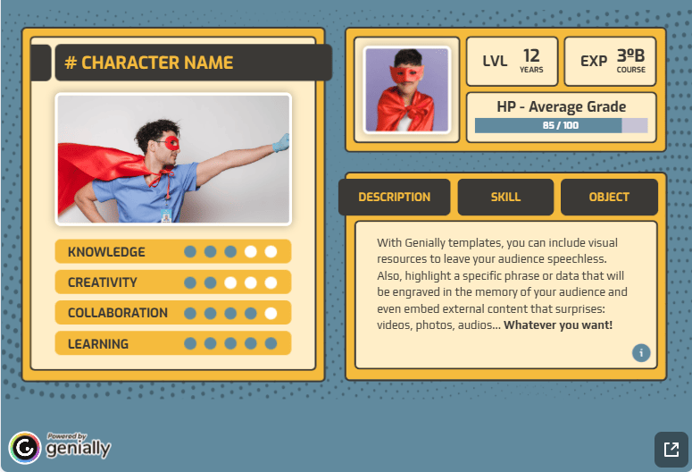 Character Sheet Template by Genially- Video Game Template