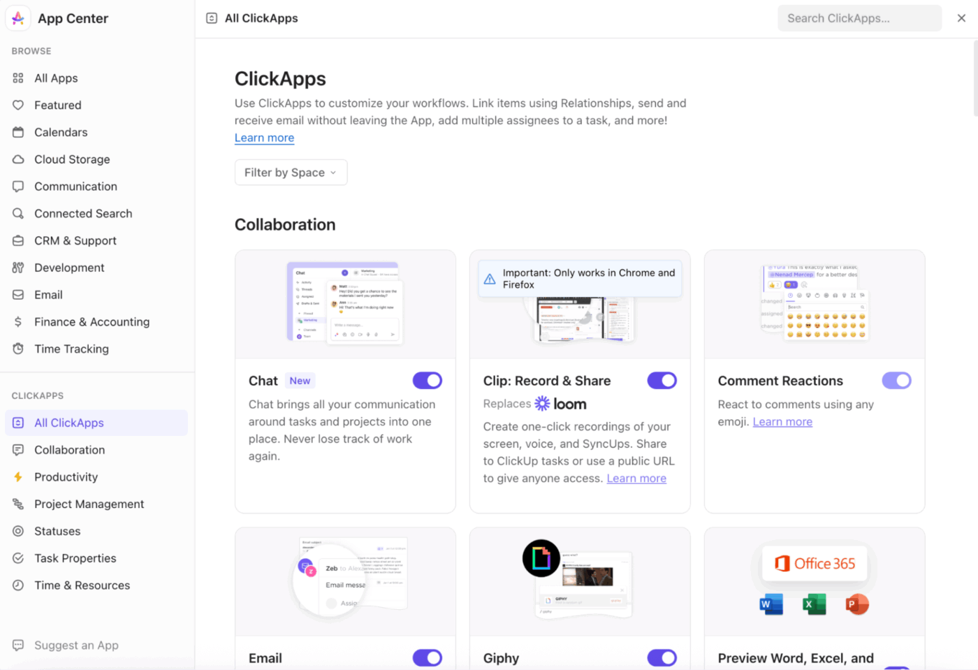 ClickApps: Feature controls that customize the platform to remind users of essential workflows