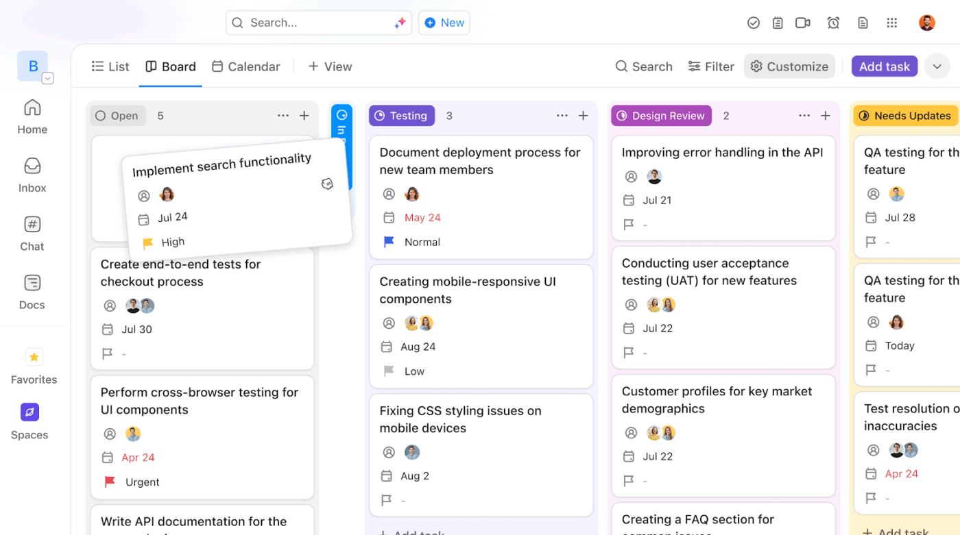 ClickUp Board View: How to transition from onsite to hybrid working to complete tasks