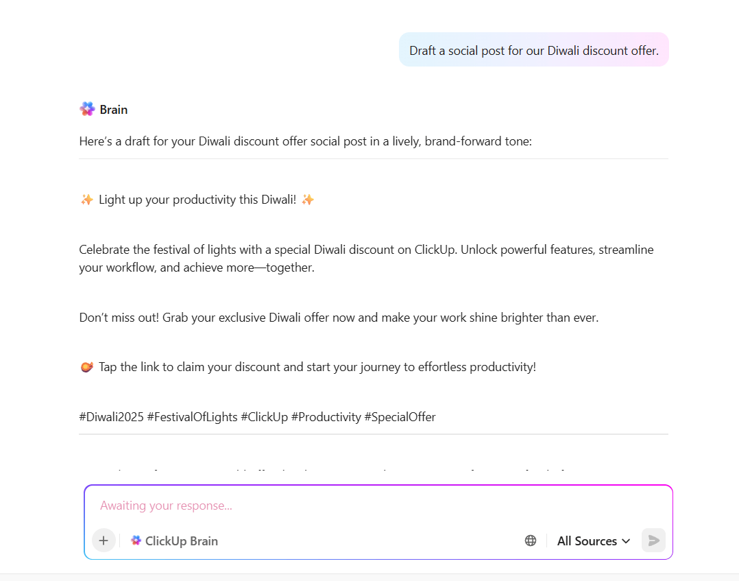 ClickUp Brain: Curate targeted campaigns while increasing brand awareness
