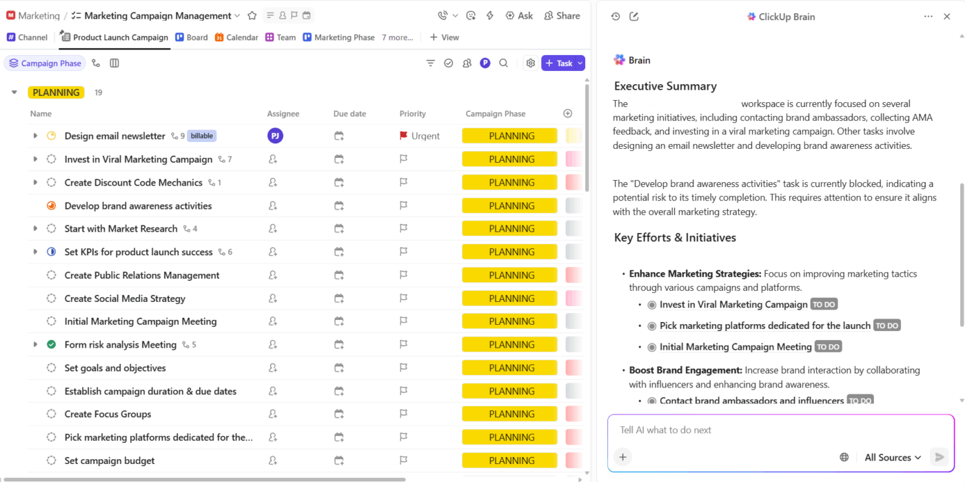 ClickUp Brain: Create quick and targeted summary updates with AI
