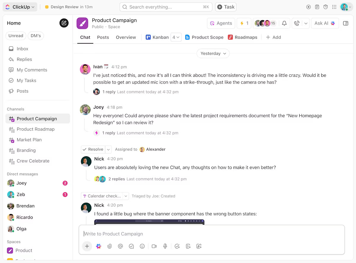 ClickUp Chat- gamma ai alternative