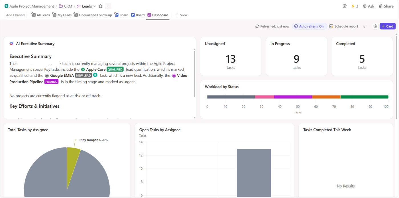 ClickUp Dashboards: Real-time writing metrics with seamless integration across your book workflow