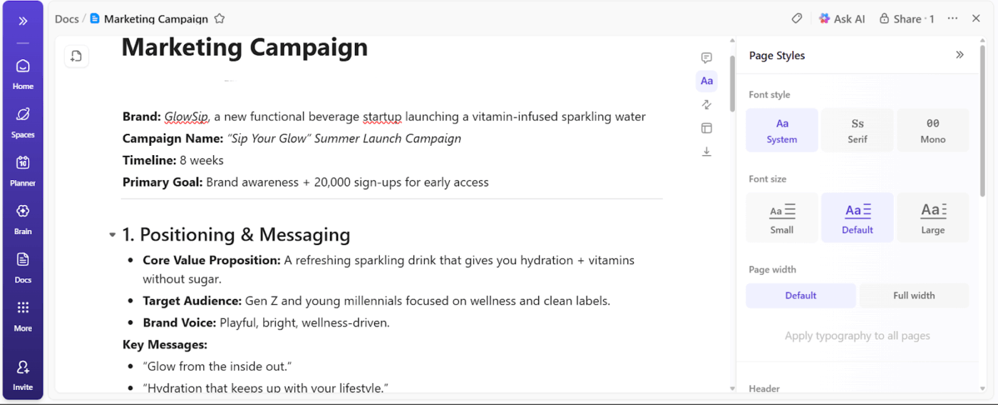 ClickUp Docs: New marketing trends in India documented for your brand strategy