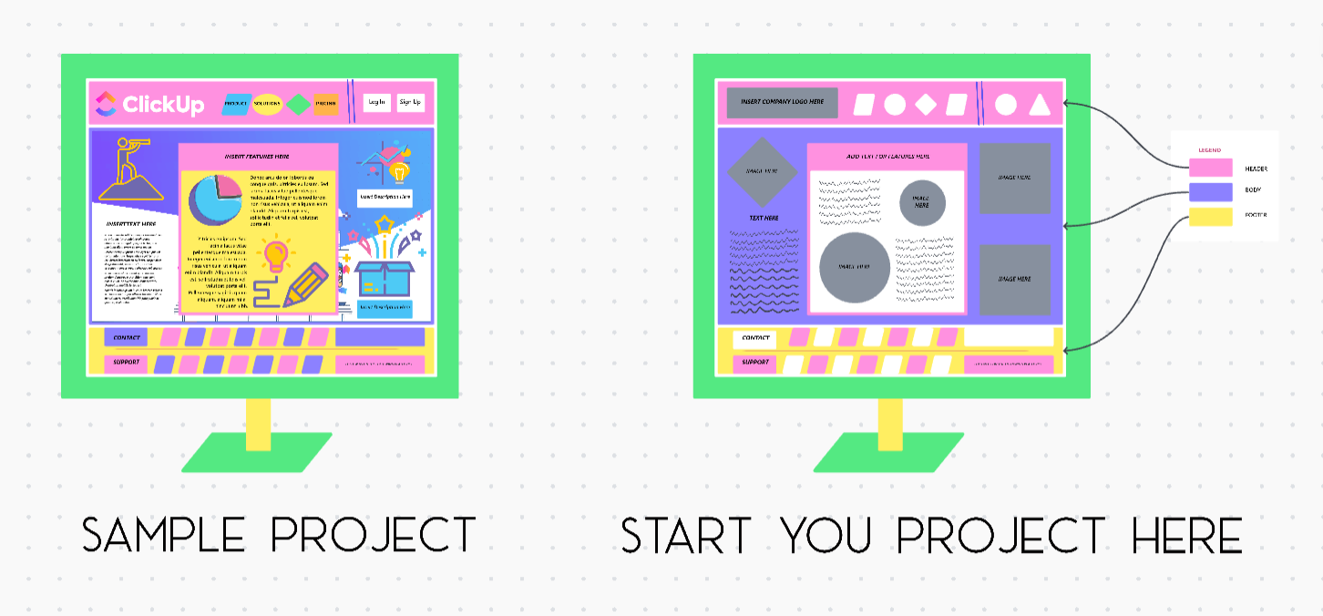 ClickUp Drawing Whiteboard Template: Drawing whiteboard template designed for smaller teams and quick sketches