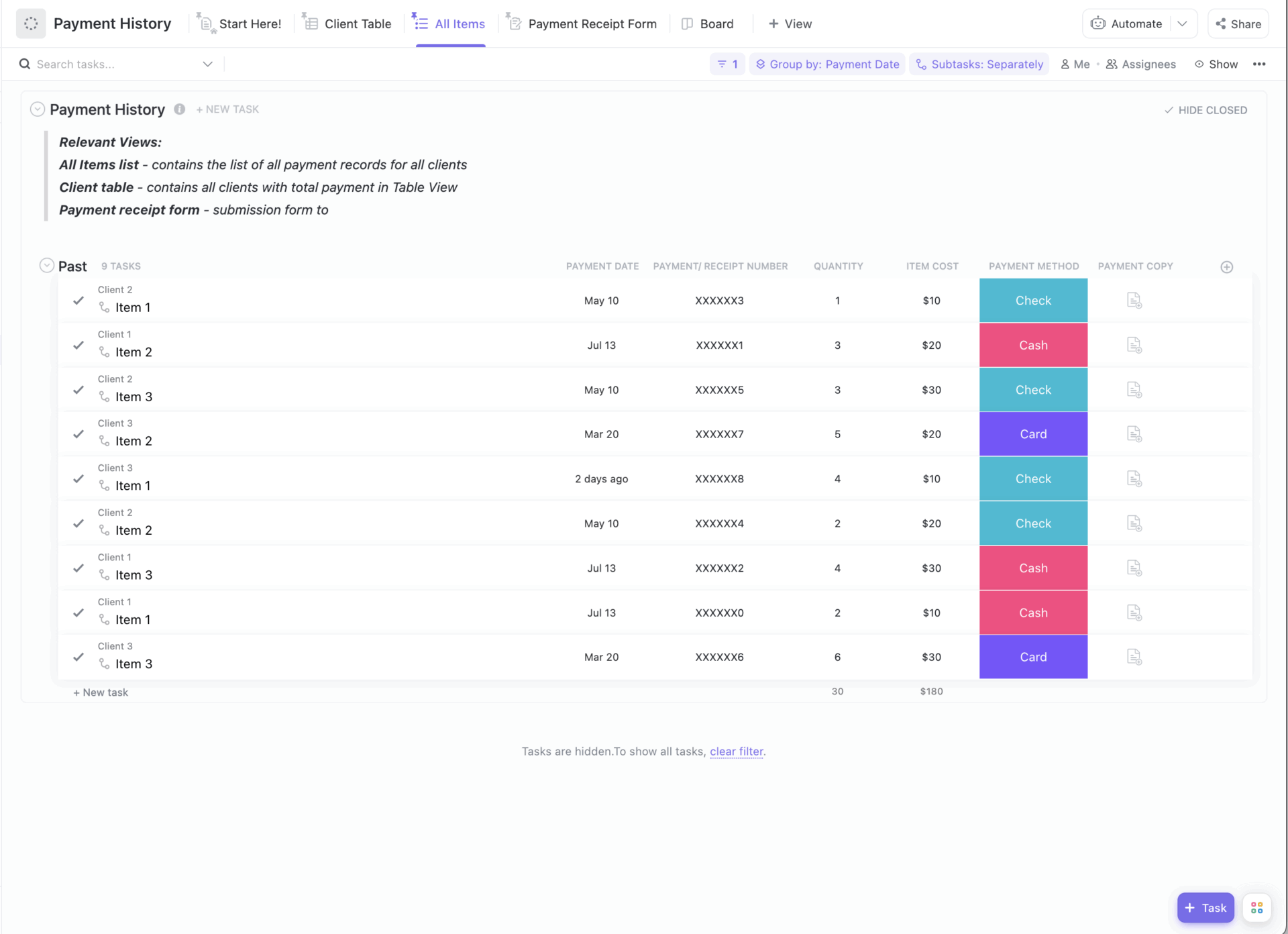 ClickUp Payment History Template- Debt Payoff Tracker Template