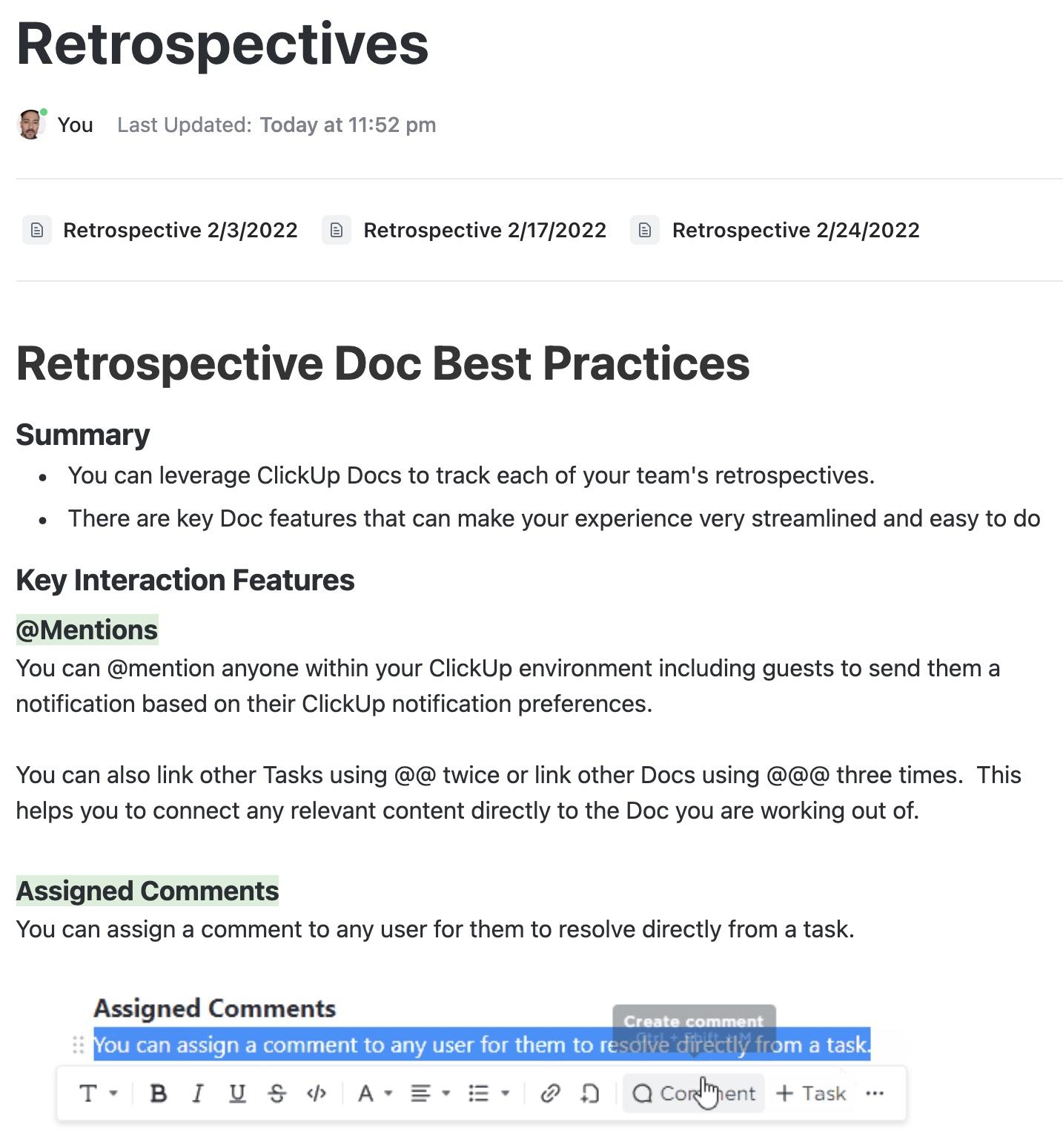 ClickUp Retrospectives Template to become a better leader and move things in the right direction