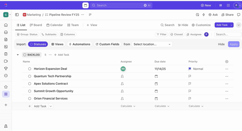 Manage your outfit-related tasks with ClickUp Tasks