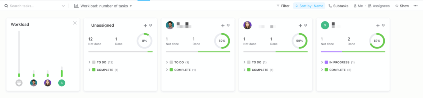 ClickUp Team View: Group people to gain real-time visibility into resource distribution