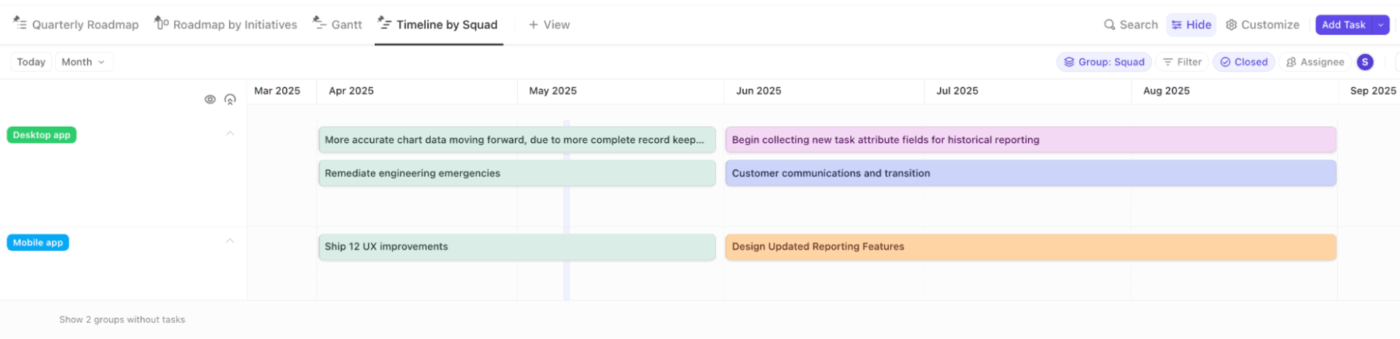 ClickUp Timeline View: Allocate resources and manage multiple clients effortlessly
