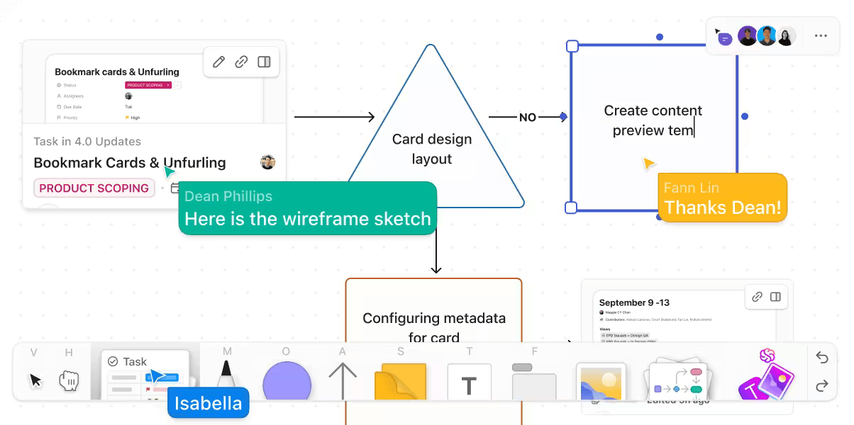 ClickUp Whiteboards: Map your customer base for the customer churn reduction playbook
