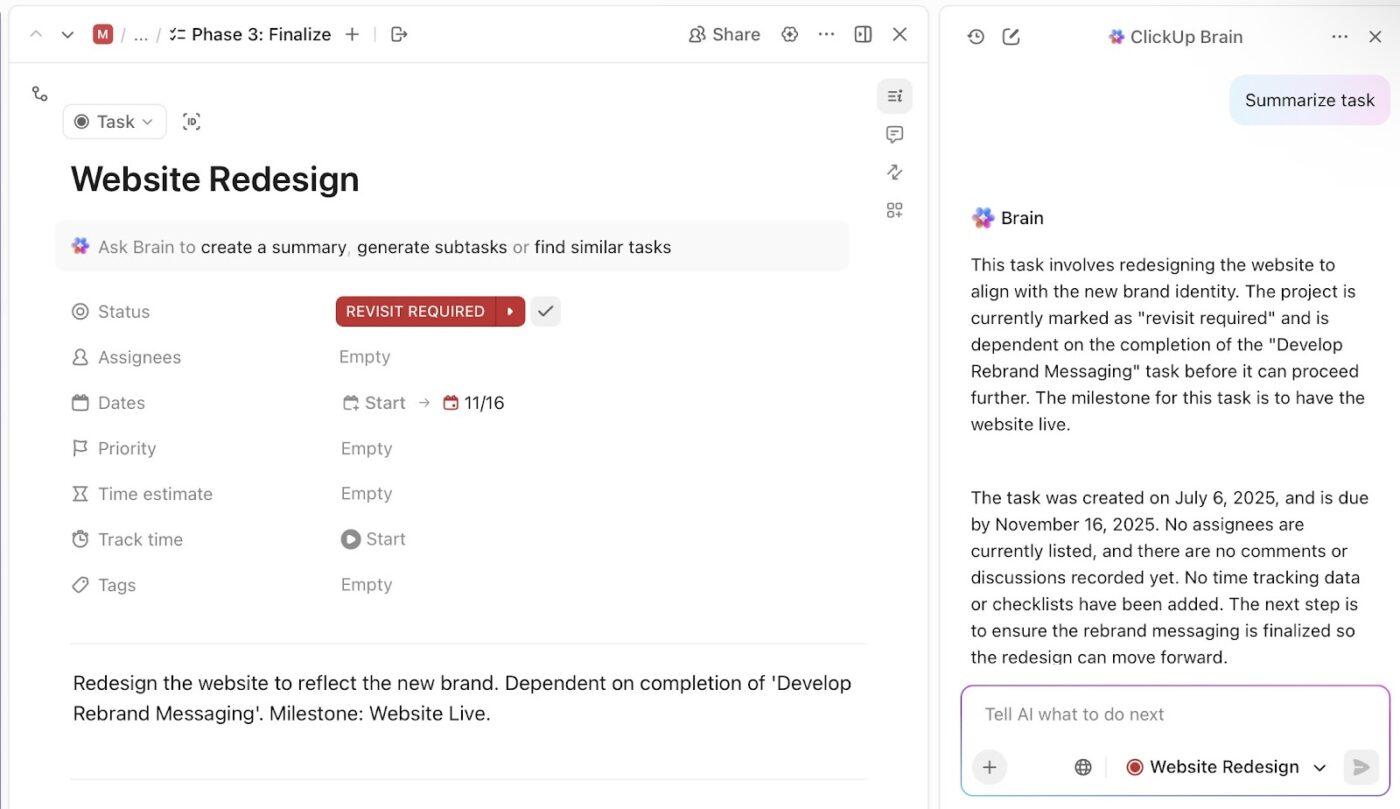 Create ClickUp Tasks instead of a new Claude project