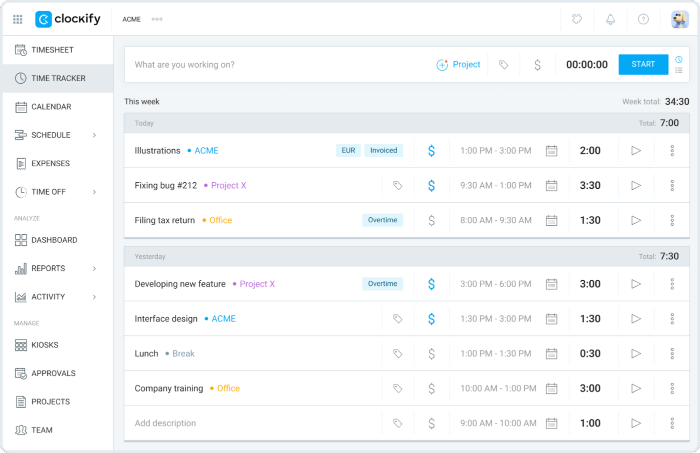 Clockify- Excel Time Tracking