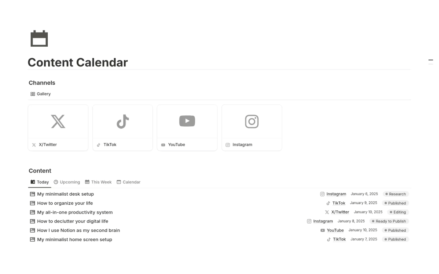 Content Calendar Template by Notion- notion-social-media-calendar-templates