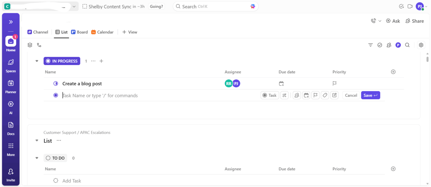 Create ClickUp Tasks with assignees, priority flags, and detailed task descriptions to stay organized