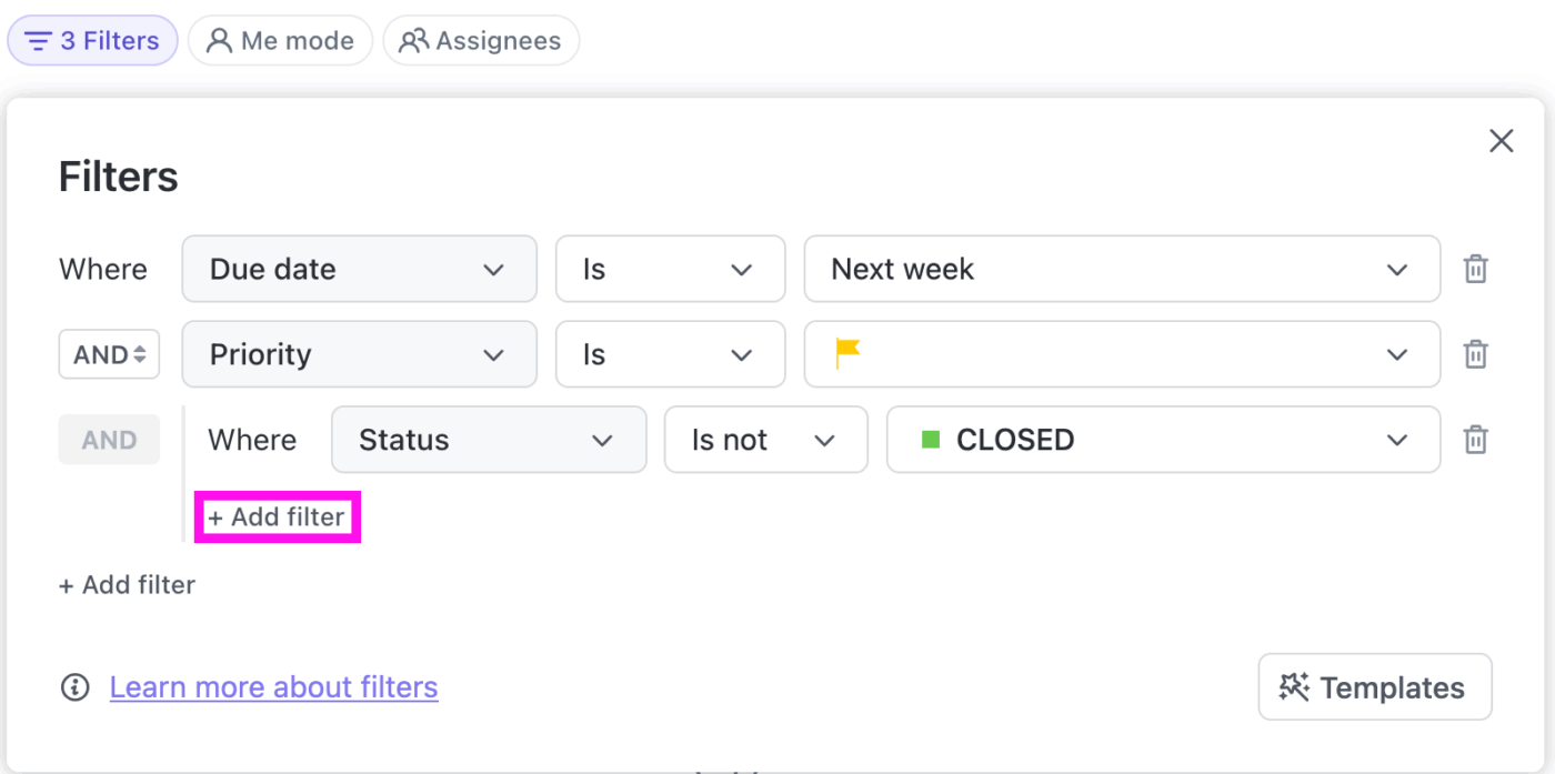 ClickUp'ta Özel Alanlar: İşleri tür önceliğine veya müşteriye göre kategorize etmek için kullanılan özel görev özellikleri
