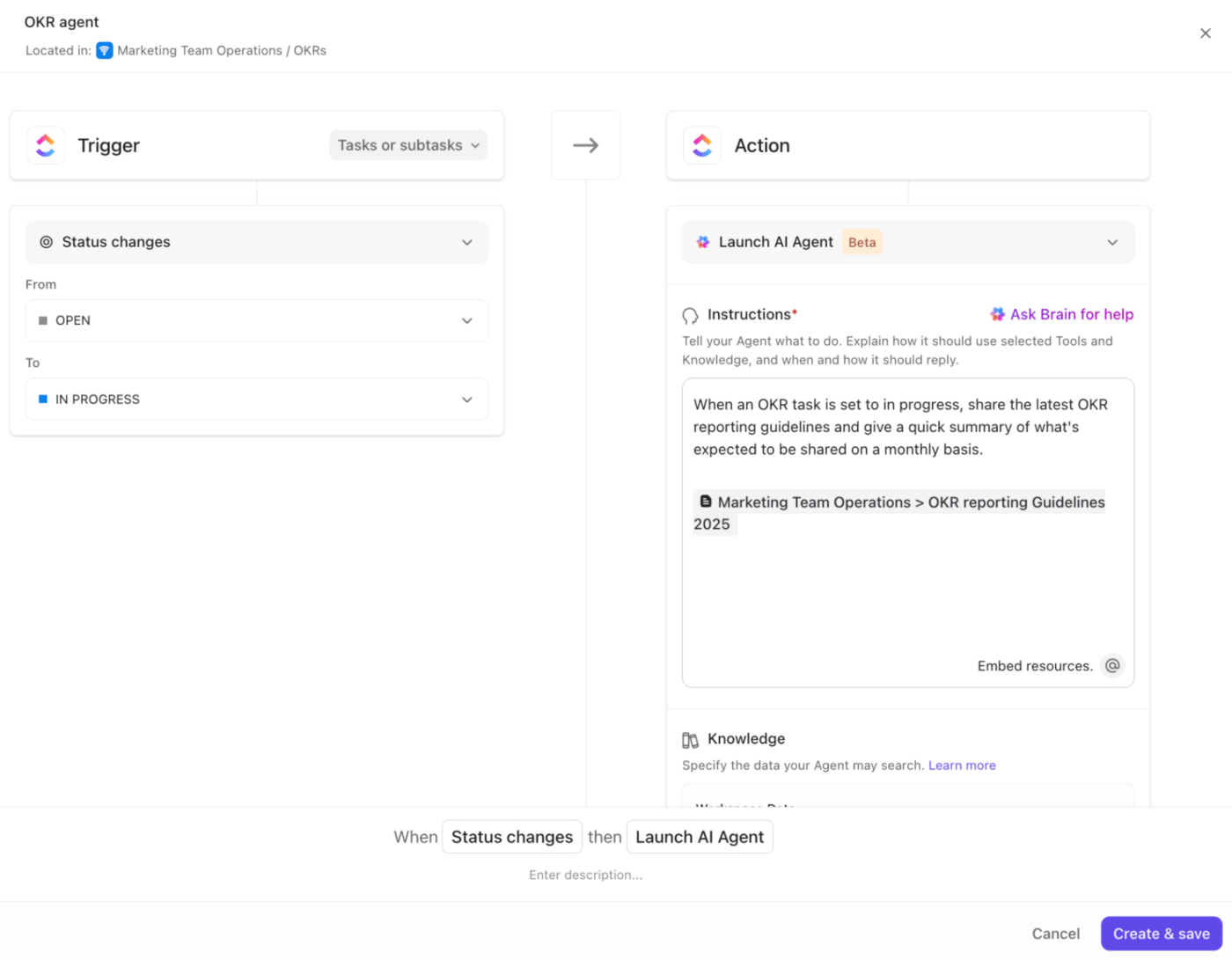 ClickUp Agents: Create effective leadership updates using inbuilt agents in ClickUp