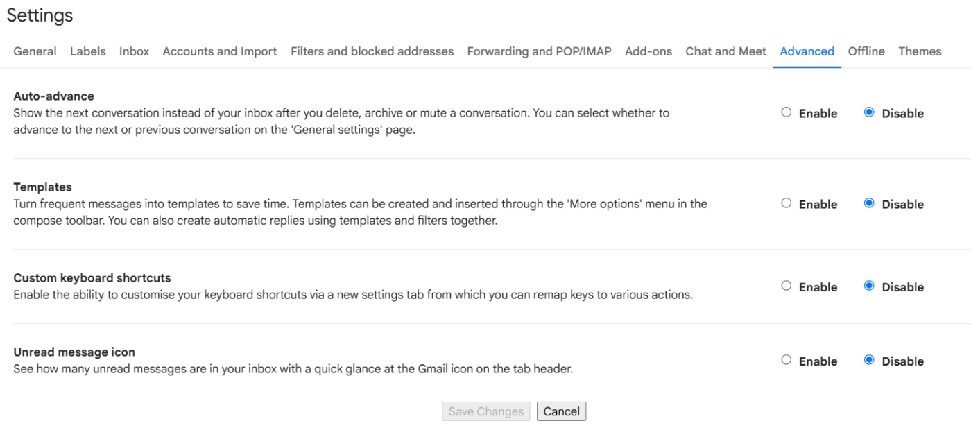 Enable Templates- Gmail Automation