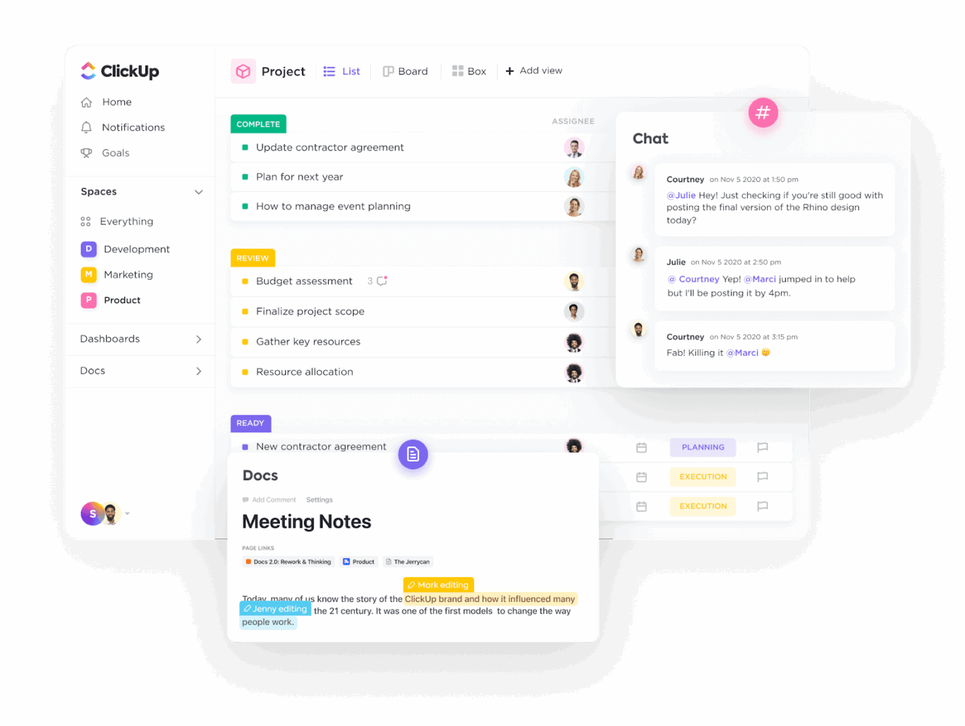 Seamless collaboration in ClickUp manage projects chat with your team and keep meeting notes all in one place
