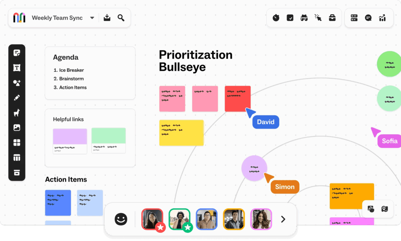 Mural’s facilitation tools: Mural makes facilitation easier with tools to lock things and guide sessions