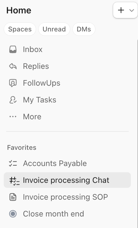 ClickUp Favorites: Bookmarked items panel for quick access to important work