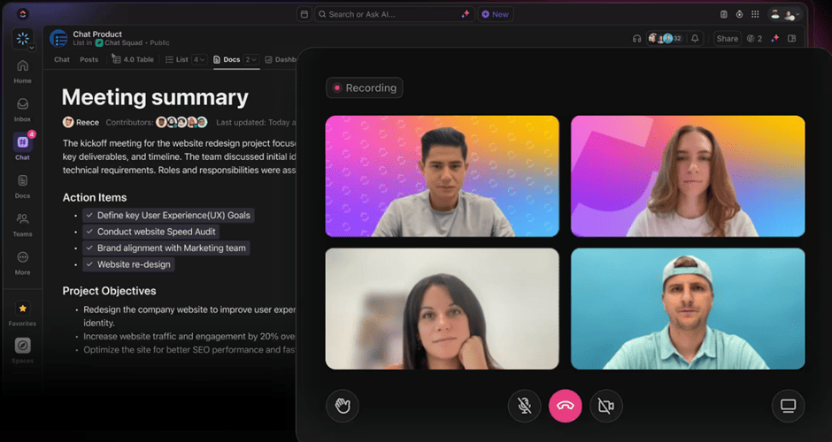 Have real-time conversations without leaving tasks using ClickUp Chat