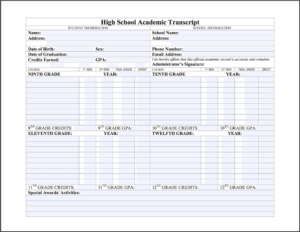 Free High School Transcript Templates to Record Performance