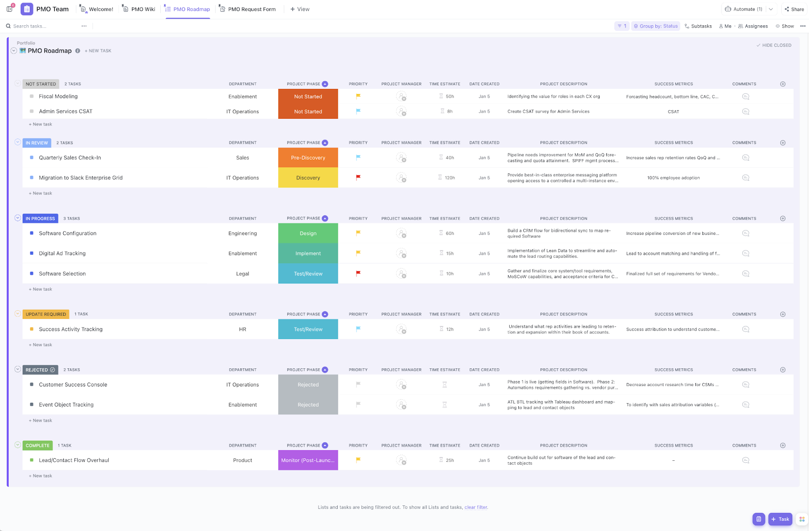 ClickUp’s Project Management Template