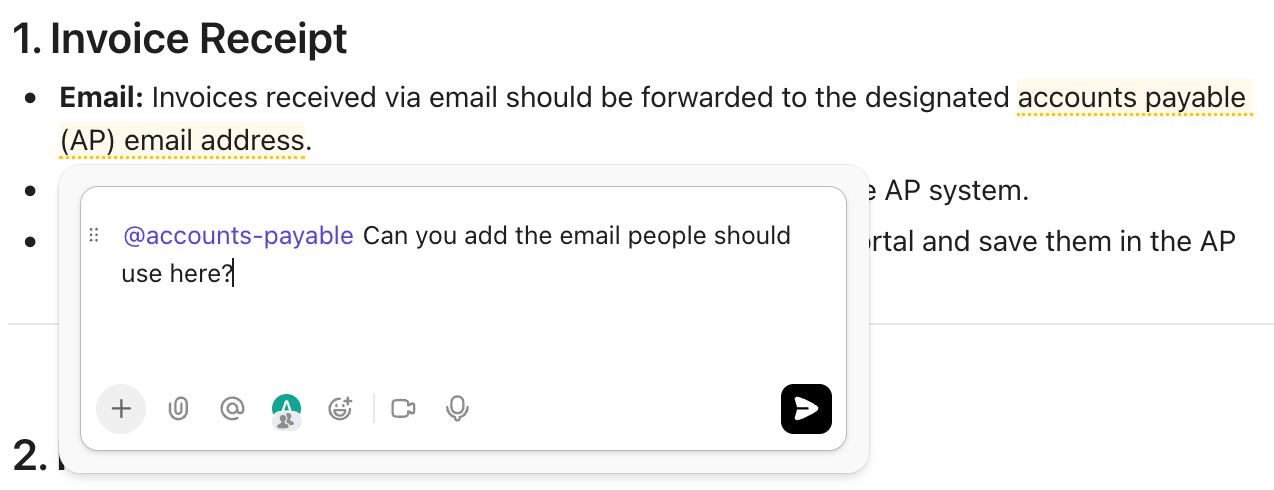 Leave Assigned Comments for your teammates within ClickUp Docs