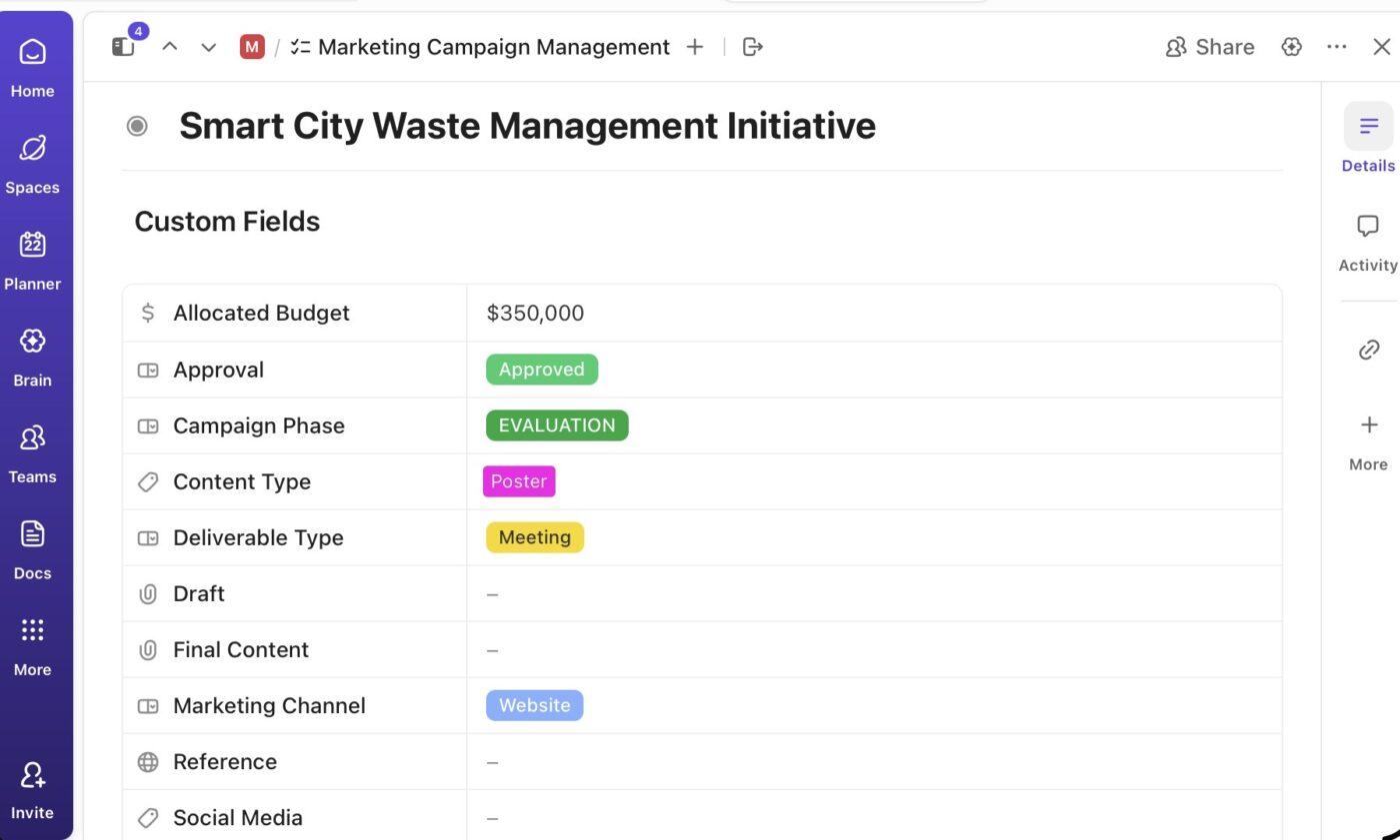 ClickUp Custom Fields: Customizable inputs tailored for unique data and person using ai scenarios
