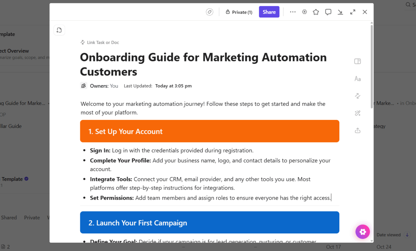 ClickUp Docs: Improve customer retention rates with centralized documentation