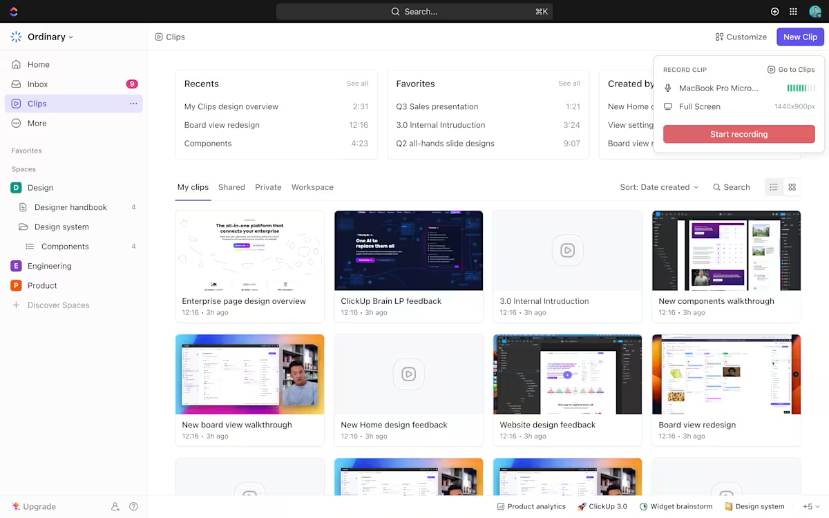 ClickUp Clips: how to replace internal brainstorming sessions on Zoom with ClickUp SyncUp