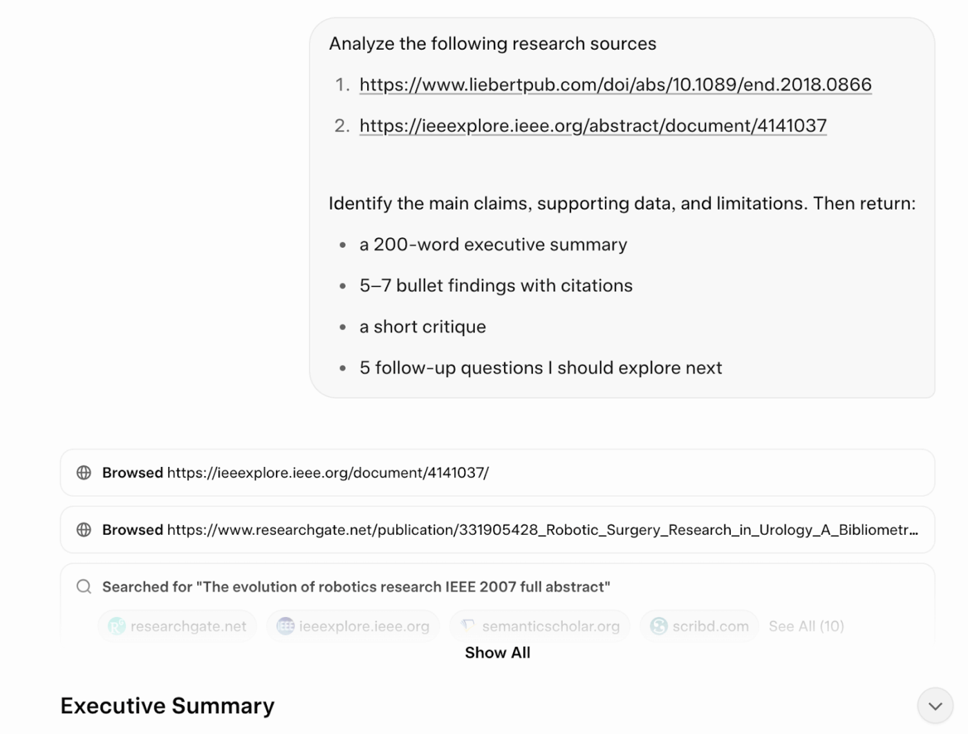 Research and Summarization