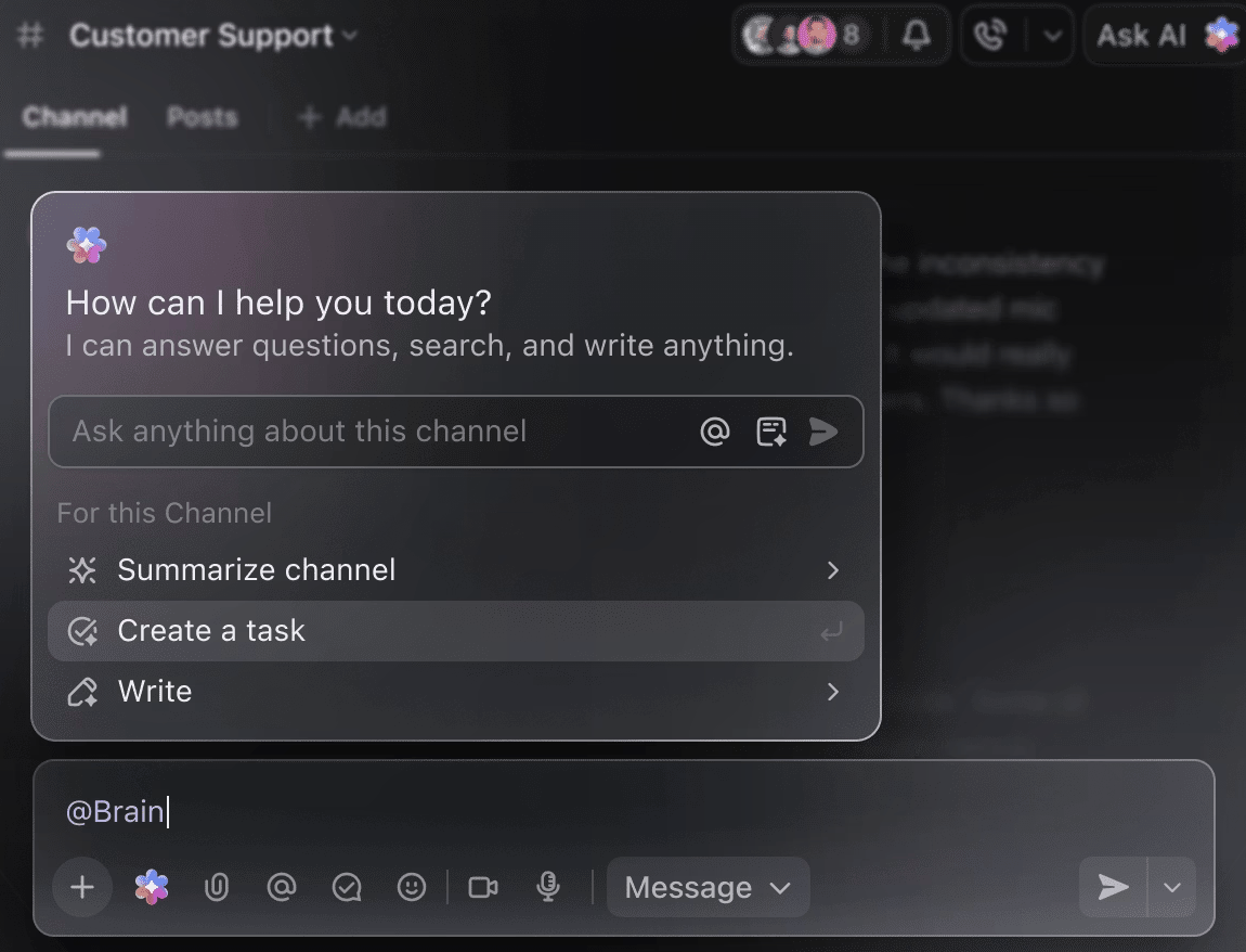 @brain for ClickUp Brain mention