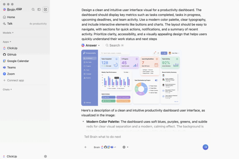 ClickUp BrainGPT for image creation