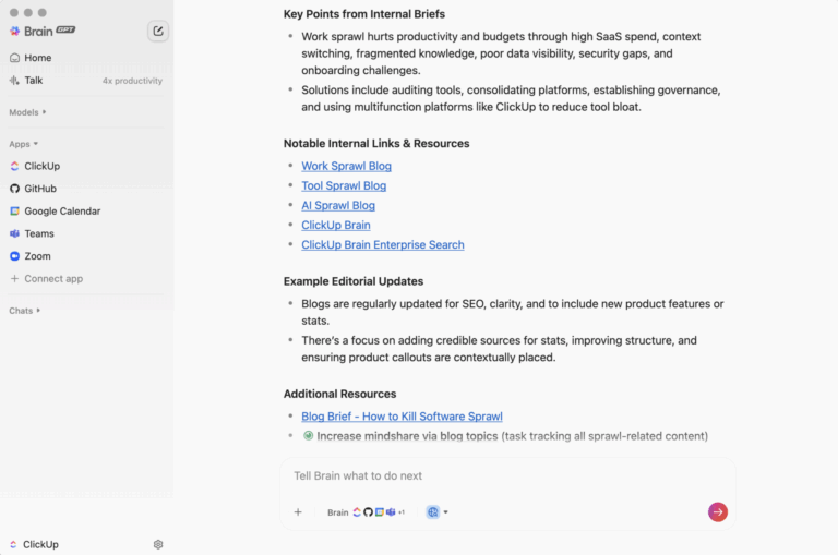 ClickUp Brain GPT with AI search