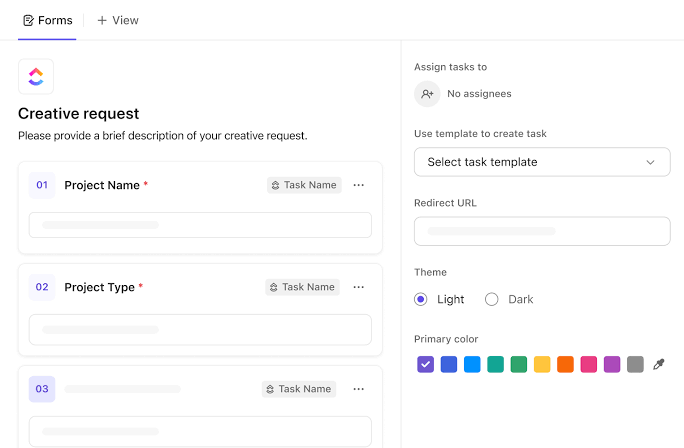 Send forms easily to your teams and stakeholders with ClickUp Forms