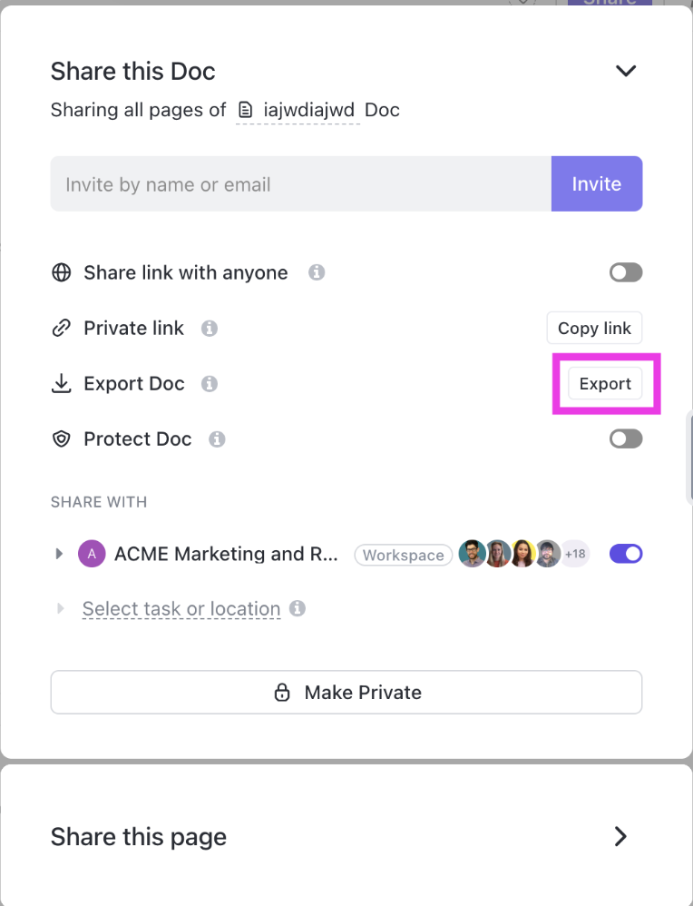 Share Docs with stakeholders for viewing: How ClickUp uses AI docs to simplify SOP creation