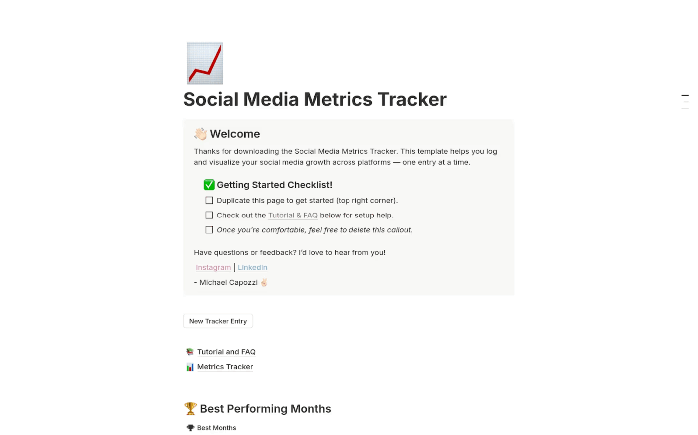 Social Media Metrics Tracker Template by Notion- notion-social-media-calendar-templates