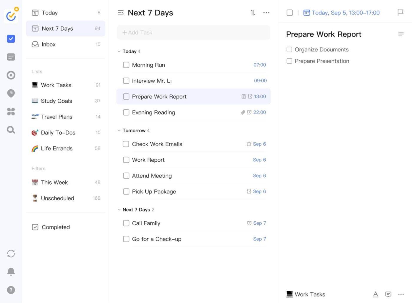 TickTick: Alışkanlık izleme, Pomodoro odak zamanlayıcıları ve öncelik planlama araçları içeren görev ve takvim uygulama