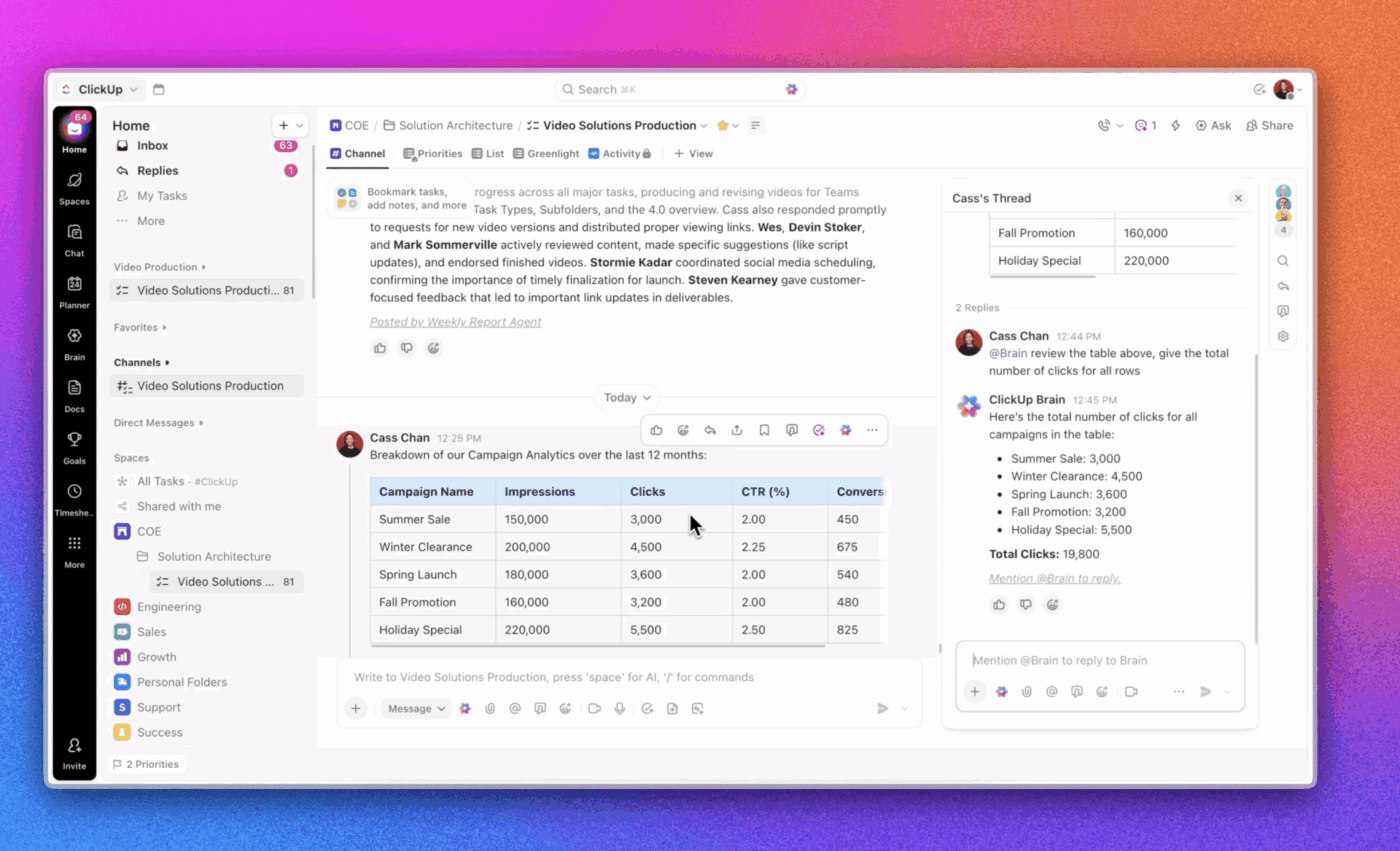 ClickUp Brain: Keep up with the latest trends using AI