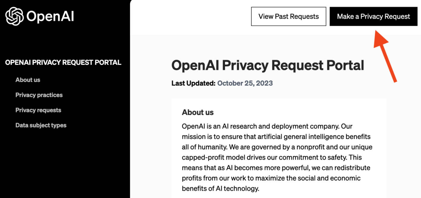 OpenAI privacy portal to manage ChatGPT conversations