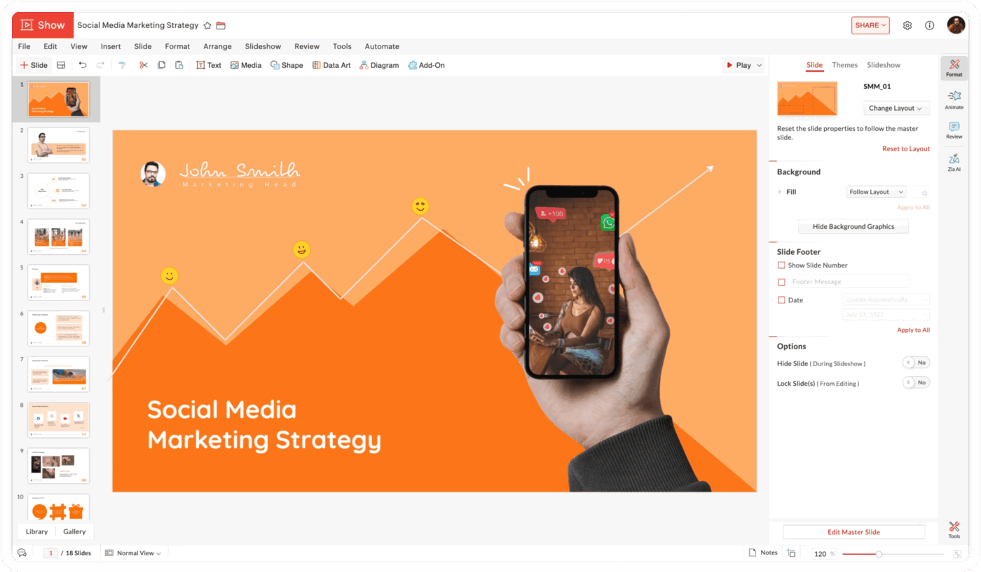 Zoho Show- gamma ai alternative
