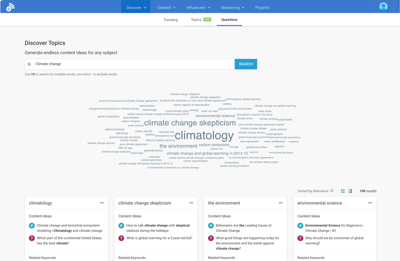 BuzzSumo: Website content audit tools with filters to track engagement
