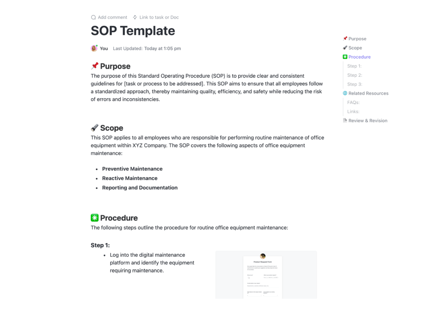 ClickUp Docs: Generate SOPs in seconds using structures: How ClickUp uses AI docs to simplify SOP creation