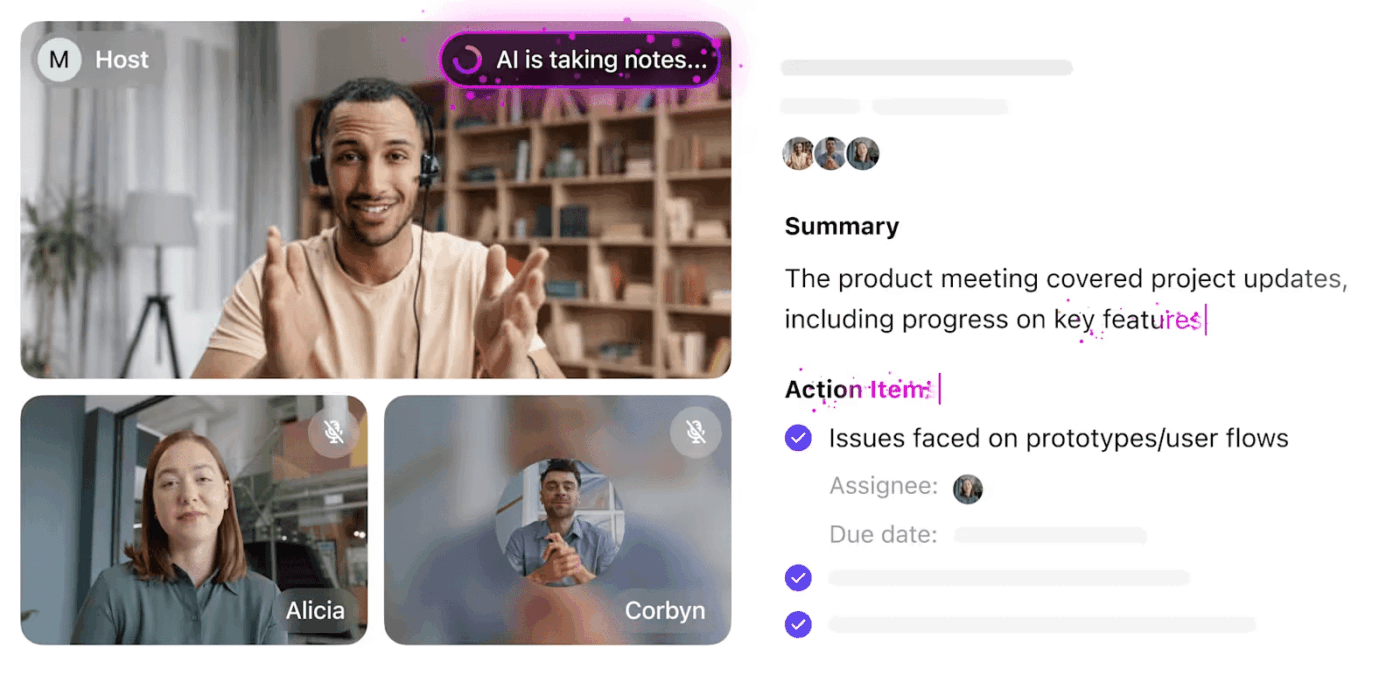 Join meetings and capture notes automatically with ClickUp AI Notetaker