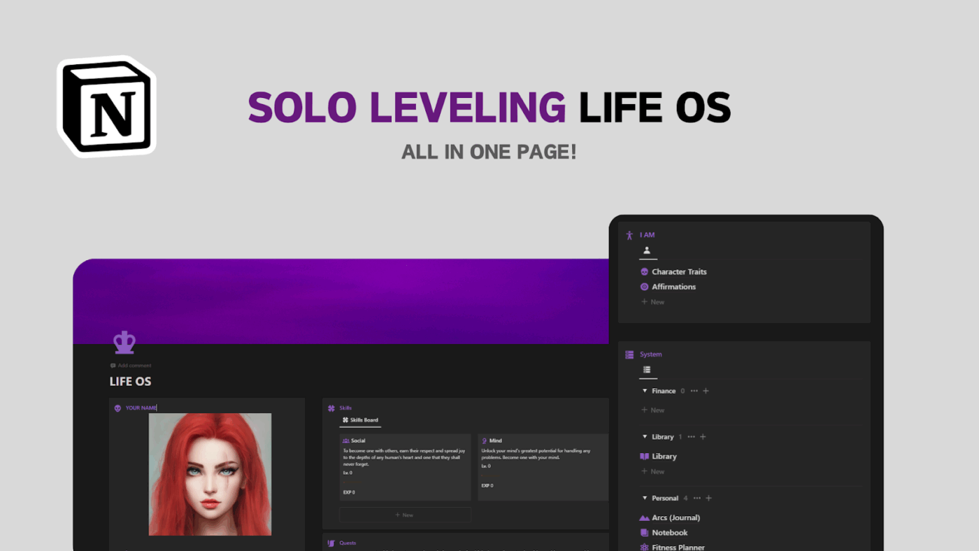 Anime Solo Leveling Inspired Life by KooNa on Gumroad : Solo leveling system template