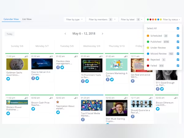 ContentStudio dashboard : Sendible Alternatives