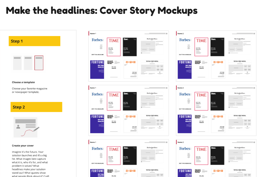 Cover Story Mockups Template : Miro Storyboard Template