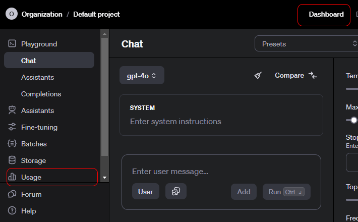 OpenAI API Dashboard : Context Engineering AI
